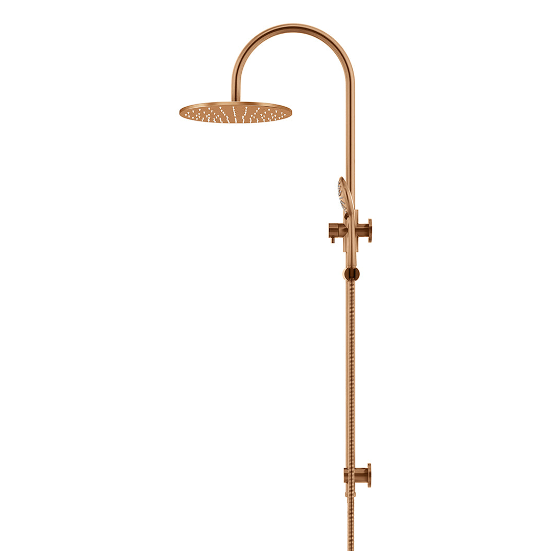 Meir 300Mm Round Overhead Shower Rail Three Function Hand Shower - Lustre Bronze