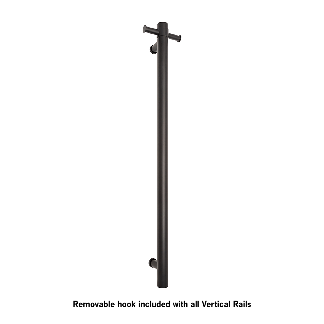 Thermogroup Straight/ Round 12Vlt Matte Black Verticle Towel Rail