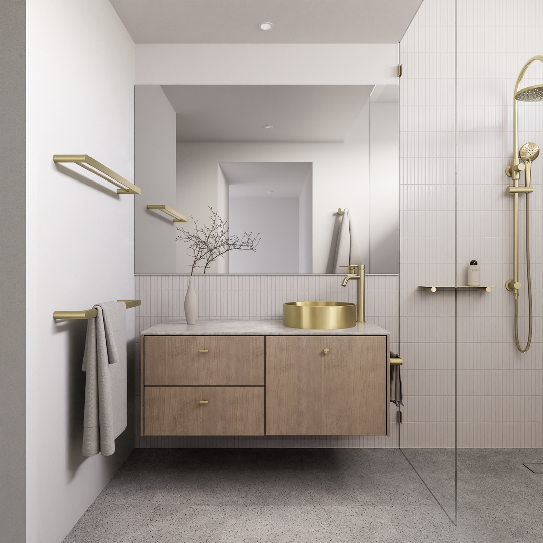 Meir Round Tall Curved Basin Mixer - Tiger Bronze