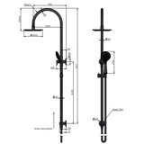 Meir 200Mm Round Overhead Shower Rail Three Function Hand Shower - Lustre Bronze