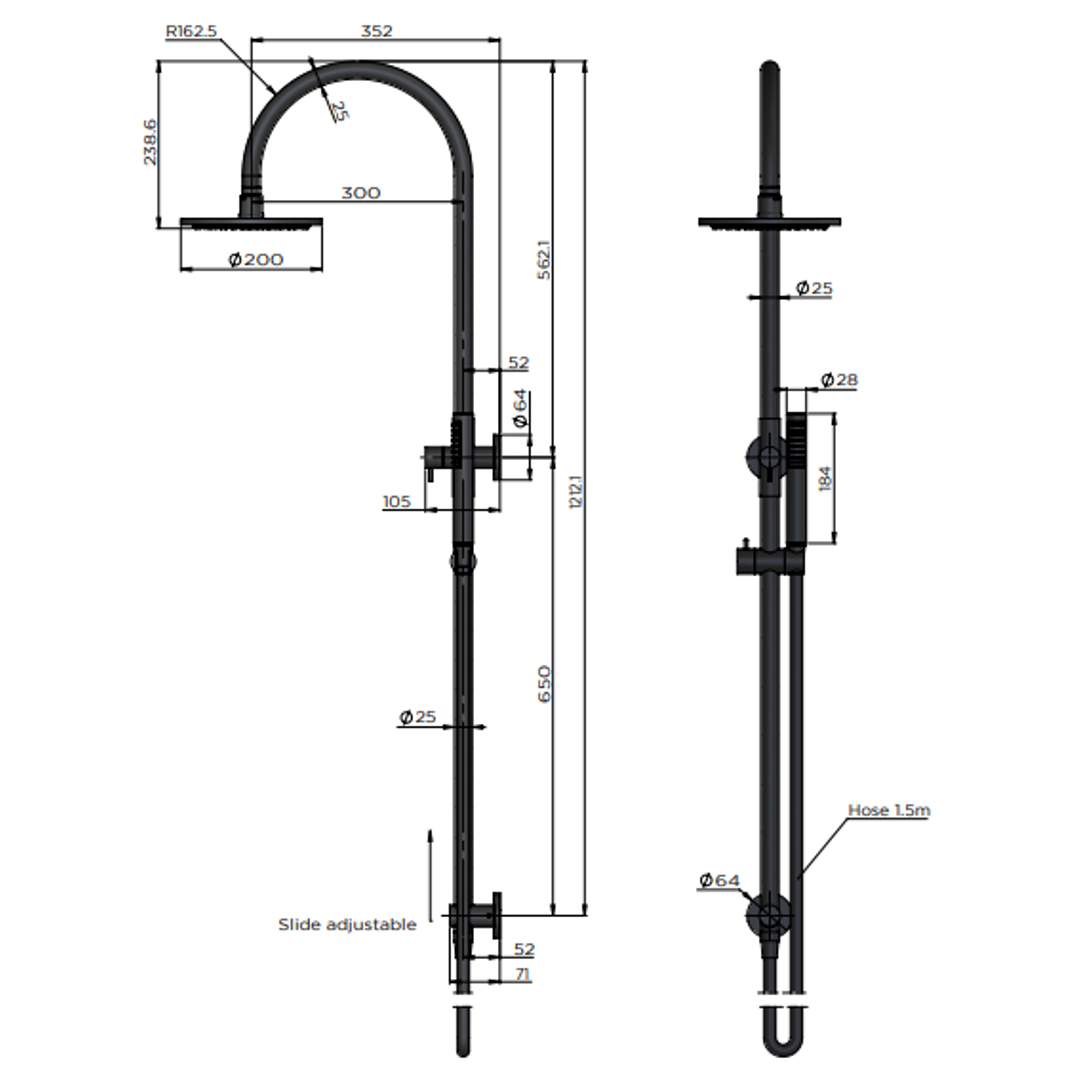 Meir 200Mm Round Overhead Shower Set Single Function Hand Shower - Lustre Bronze