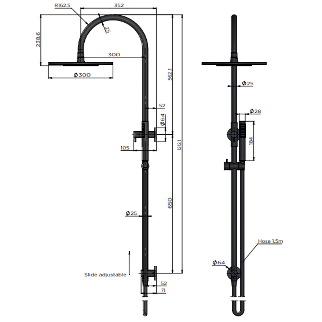 Meir 300Mm Round Overhead Shower Set Single Function Hand Shower - Lustre Bronze