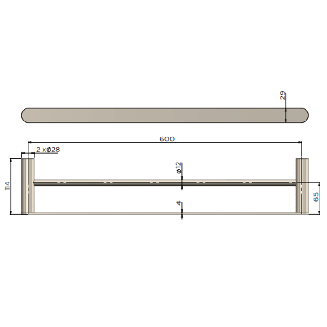 Meir Curvae Double Towel Rail 600Mm - Champagne