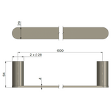 Meir Curvae Single Towel Rail 600Mm - Champagne