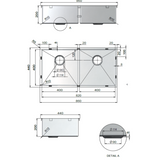Meir Kitchen Sink Double Bowl 860 X 440 - Shadow