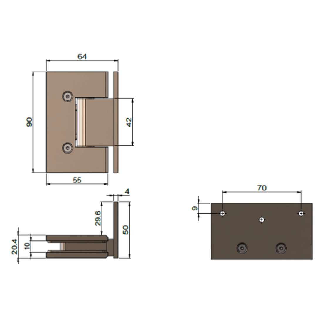 Meir Glass To Wall Shower Door Hinge - Shadow