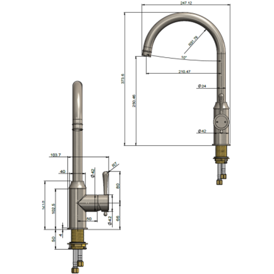 Meir Harrington Kitchen Mixer - Brushed Nickel