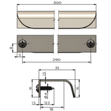 Meir Oppen Edge Pull 300Mm Cabinet Handle - Brushed Nickel