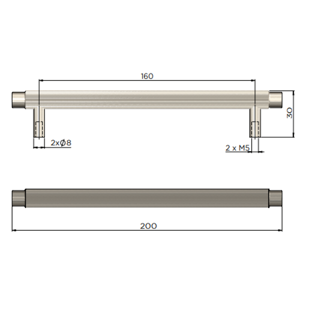 Meir Oppen Round Pull 200Mm Cabinet Handle (Linear) - Lustre Bronze