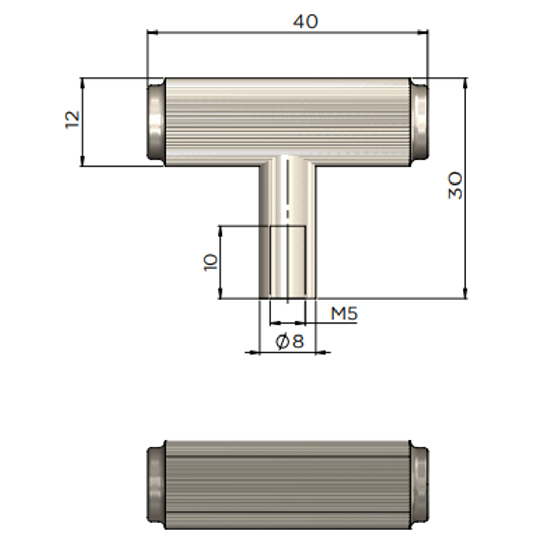 Meir Oppen T Pull Cabinet Handle (Linear) - Tiger Bronze