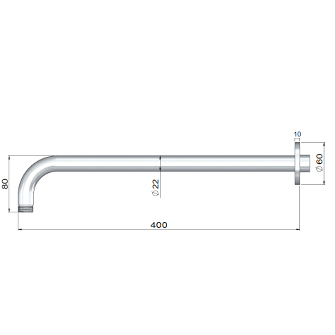Meir Outdoor Shower Arm 400Mm Xxx Ss316 - Stainless Steel