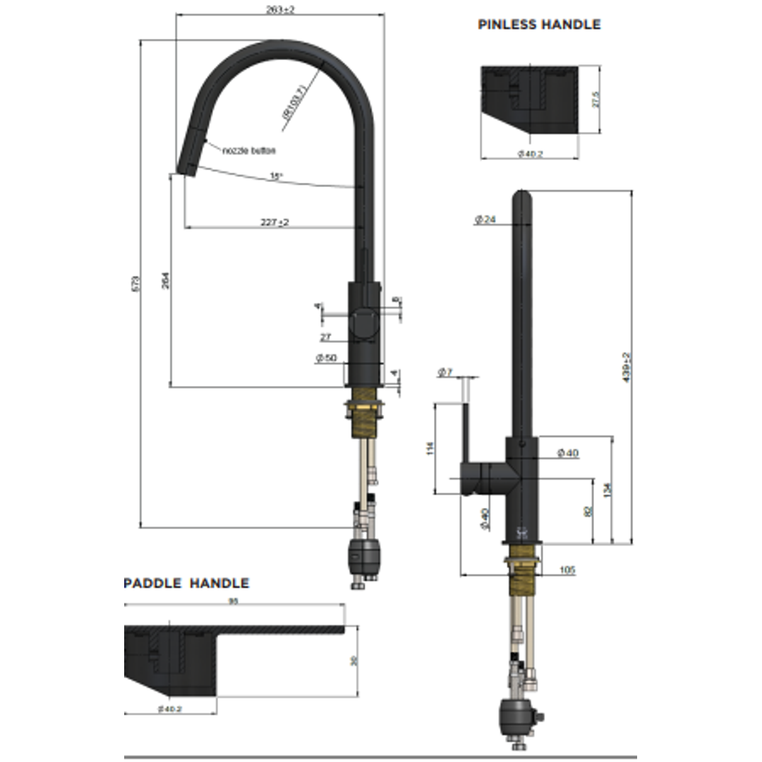 Meir Piccola Out Kitchen Mixer Tap - Champagne