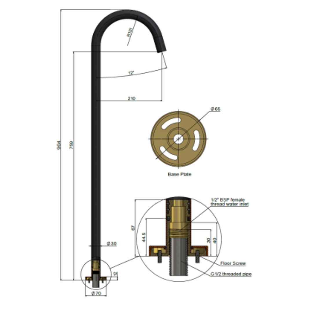 Meir Round Freestanding Bath Spout - Champagne