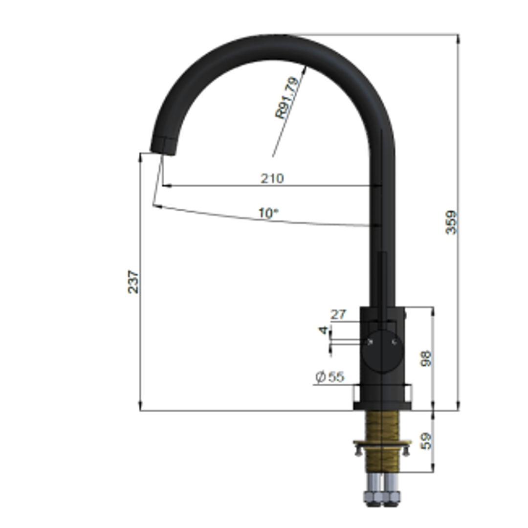 Meir Round Gooseneck Kitchen Mixer Tap - Champagne