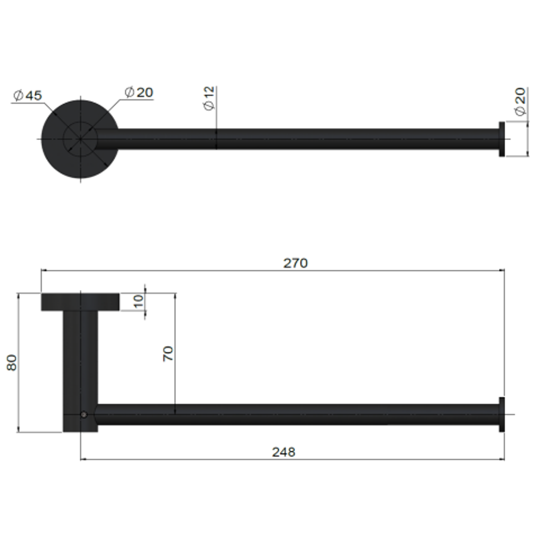 Meir Round Guest Towel Rail - Polished Chrome