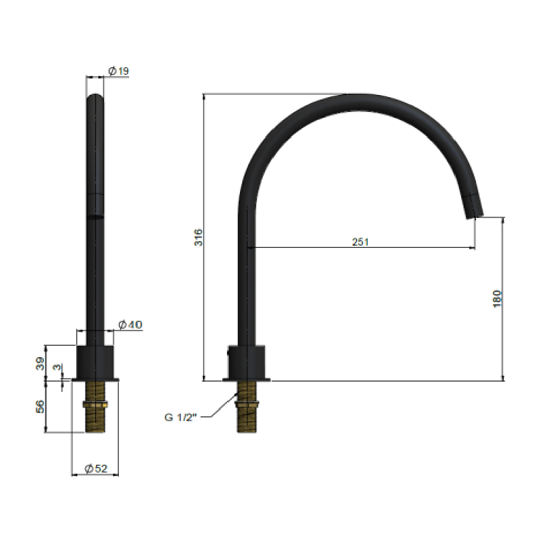 Meir Round High Rise Swivel Hob Spout - Polished Chrome