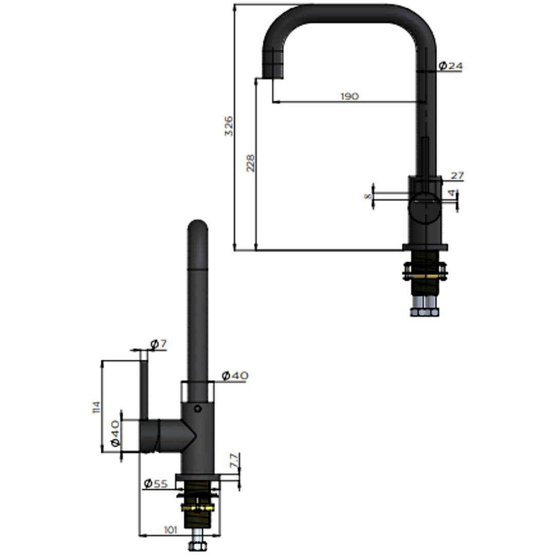 Meir Round Kitchen Mixer Tap - Champagne