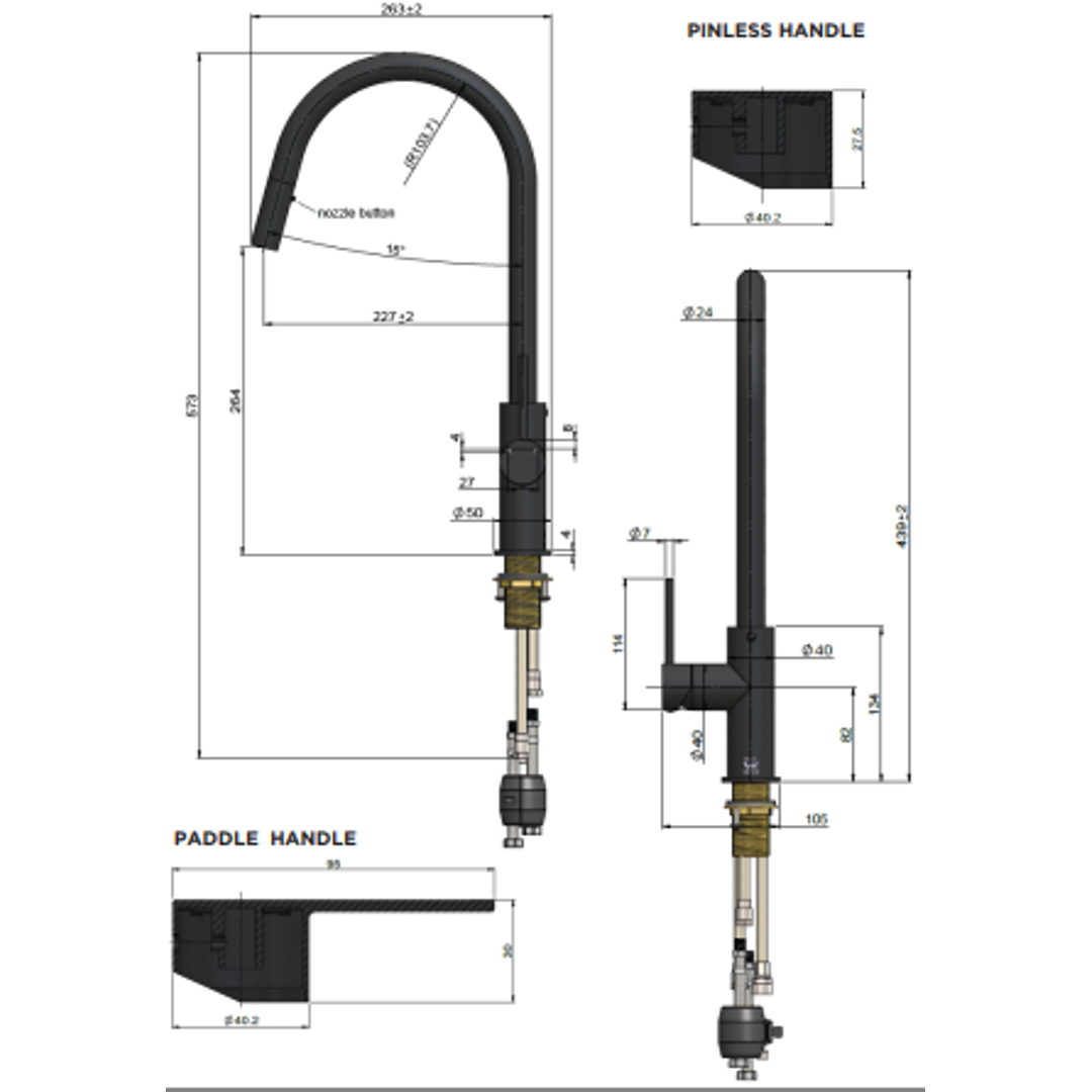Meir Round Paddle Piccola Pull Out Kitchen Mixer Tap - Lustre Bronze