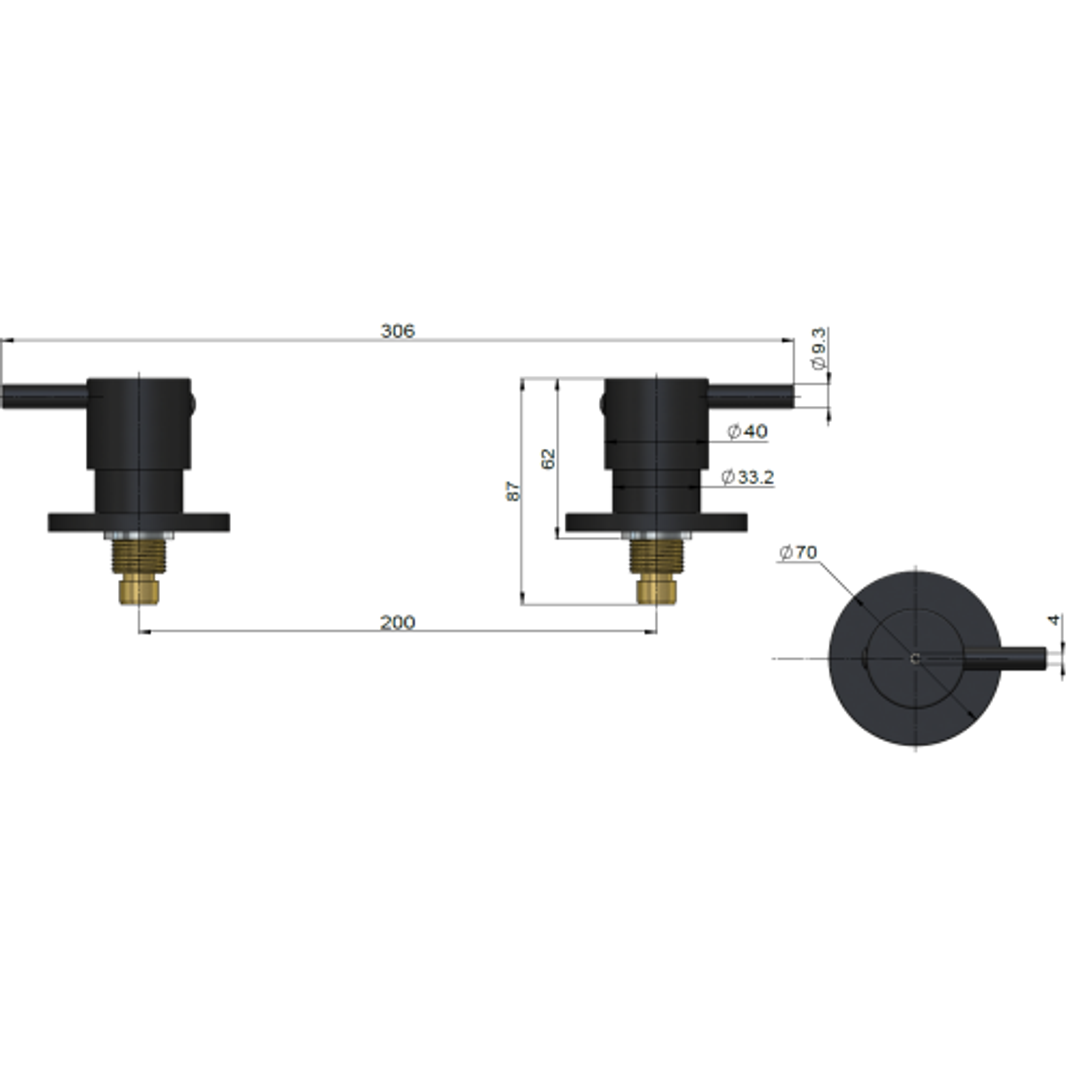Meir Round Quarter Turn Wall Top Assemblies - Matte Black