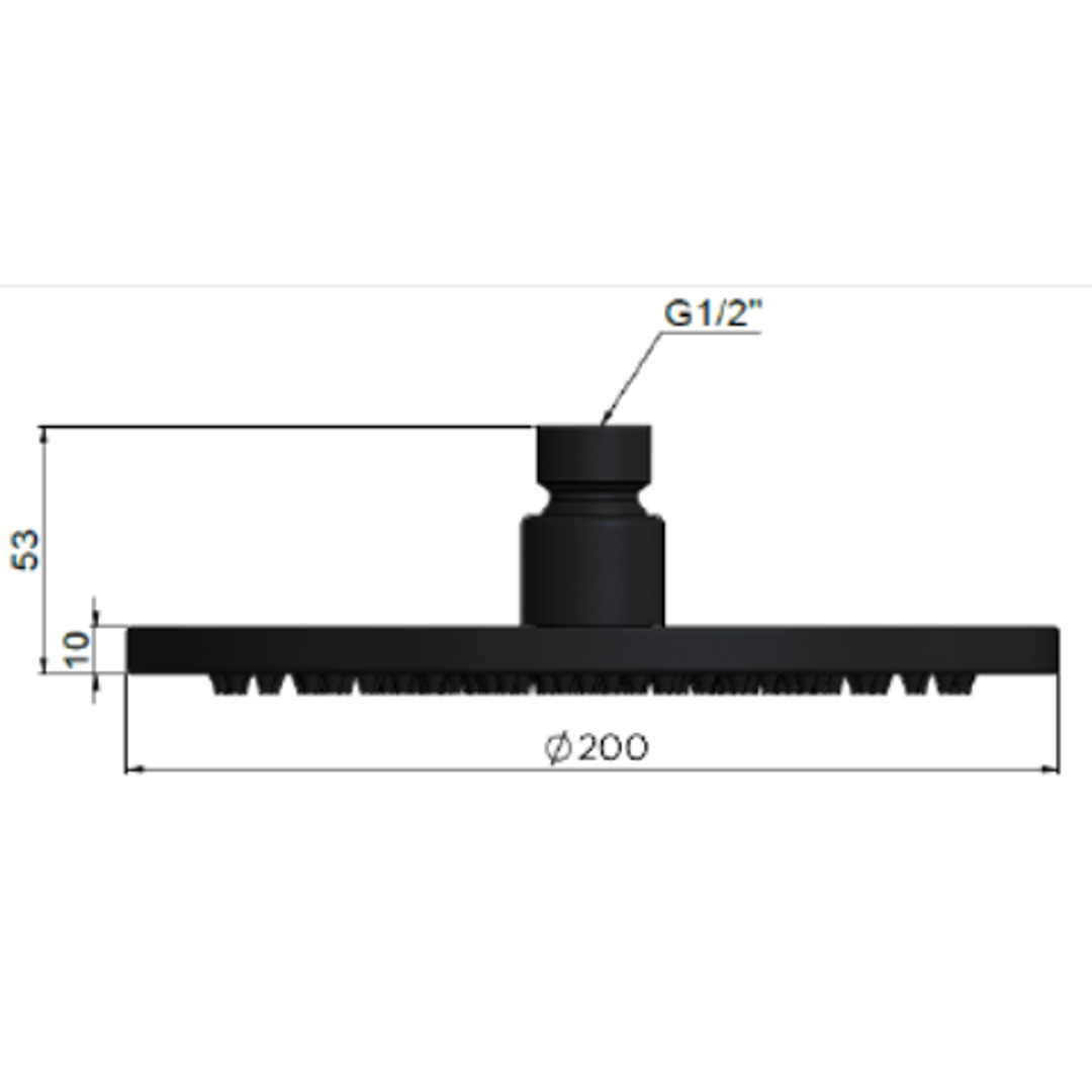 Meir Round Shower Rose 200Mm - Shadow