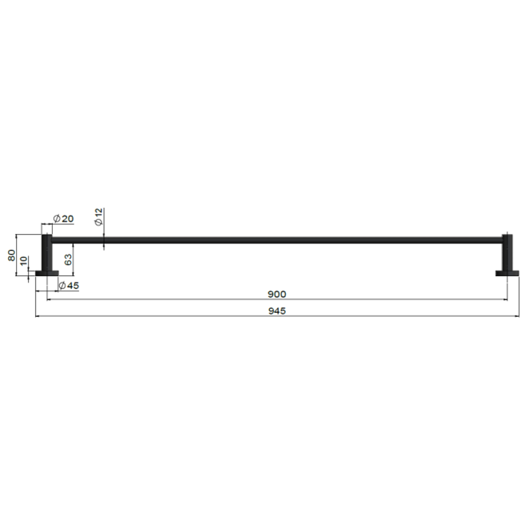 Meir Round Single Towel Rail 900Mm - Shadow