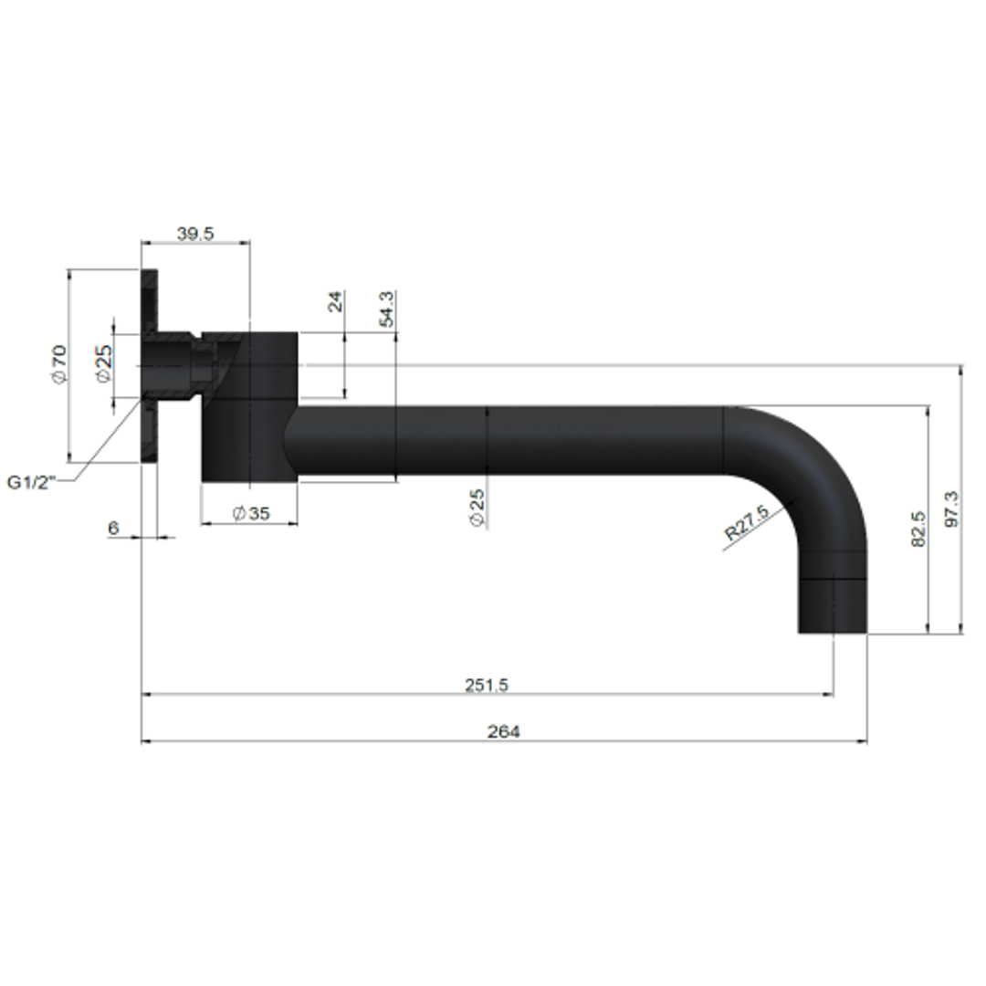 Meir Round Swivel Wall Spout - Matte Black