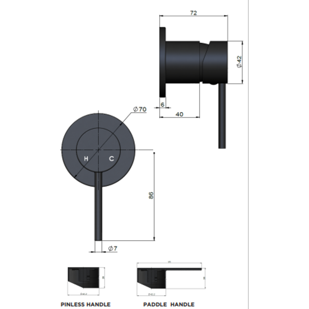 Meir Round Wall Mixer Finish Kit - Shadow