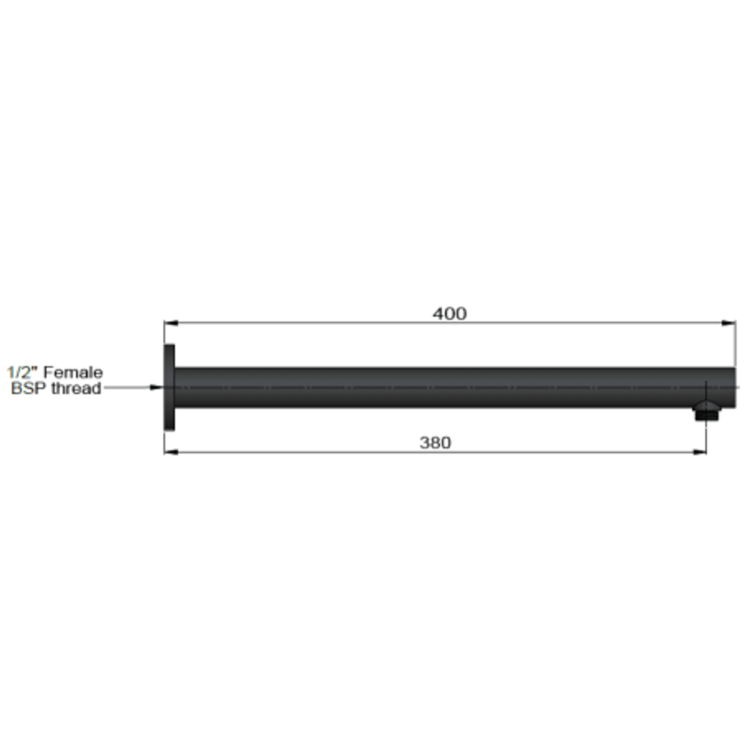 Meir Round Wall Shower Arm 400Mm - Matte Black