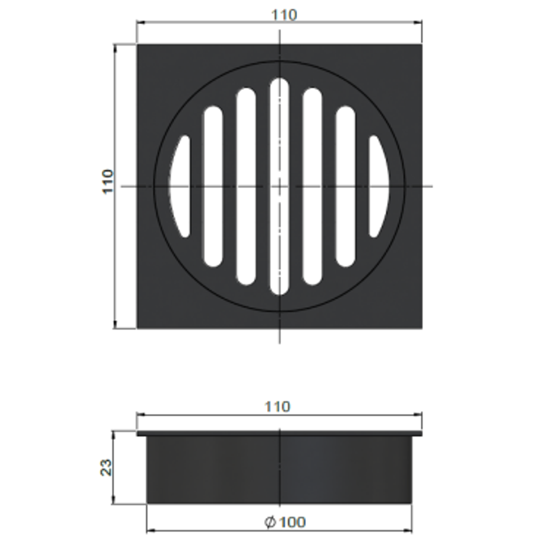 Meir Square Floor Grate Shower Drain 100Mm Outlet - Polished Chrome