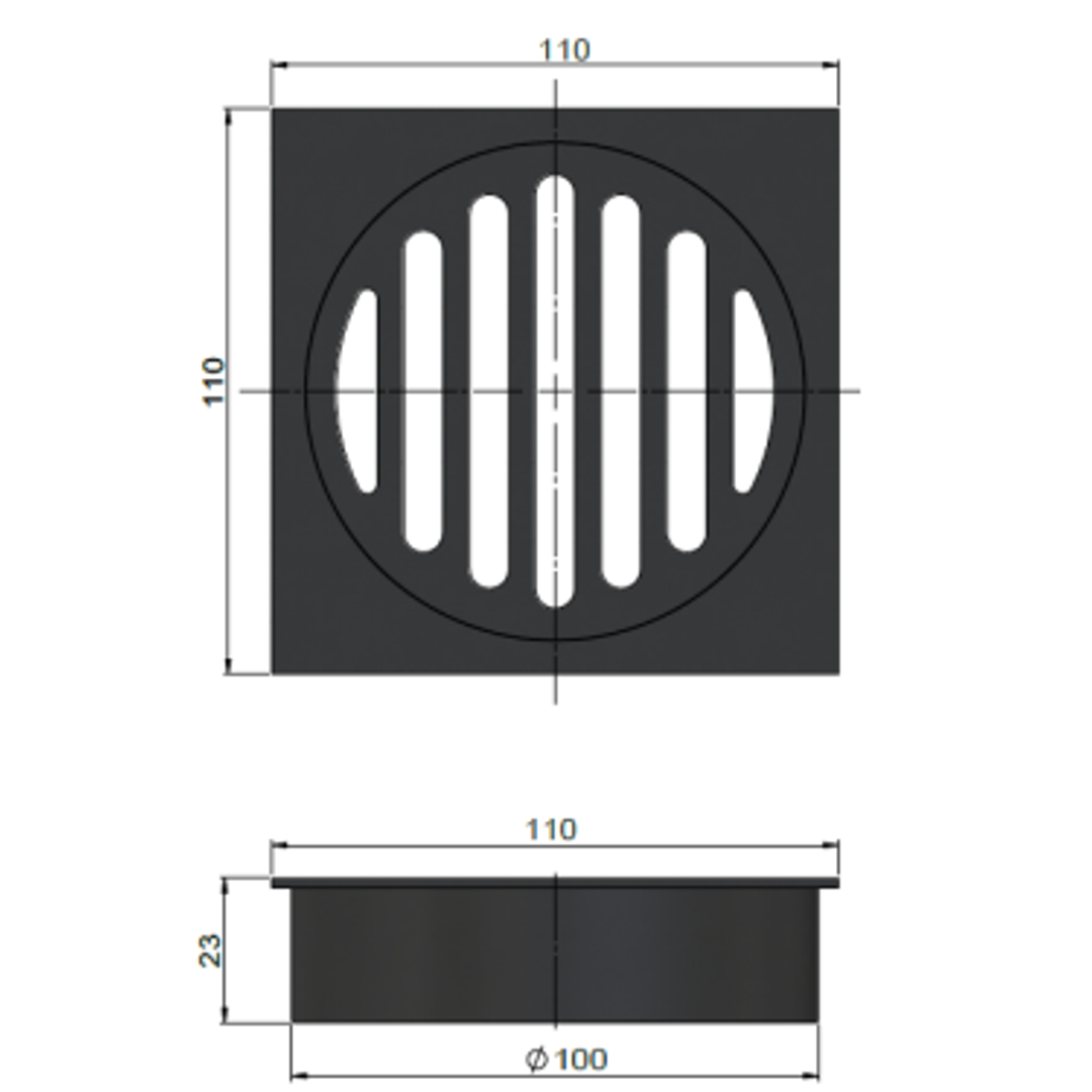Meir Square Floor Grate Shower Drain 100Mm Outlet - Brushed Nickel