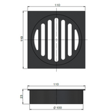 Meir Square Floor Grate Shower Drain 100Mm Outlet - Brushed Nickel