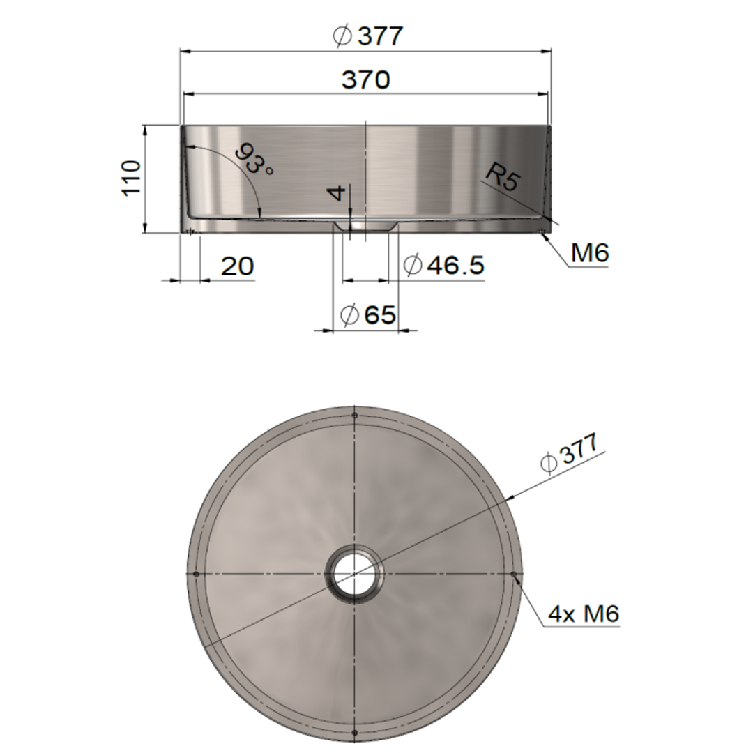 Meir Steel Round Bathroom Basin 380 X 110 - Brushed Nickel