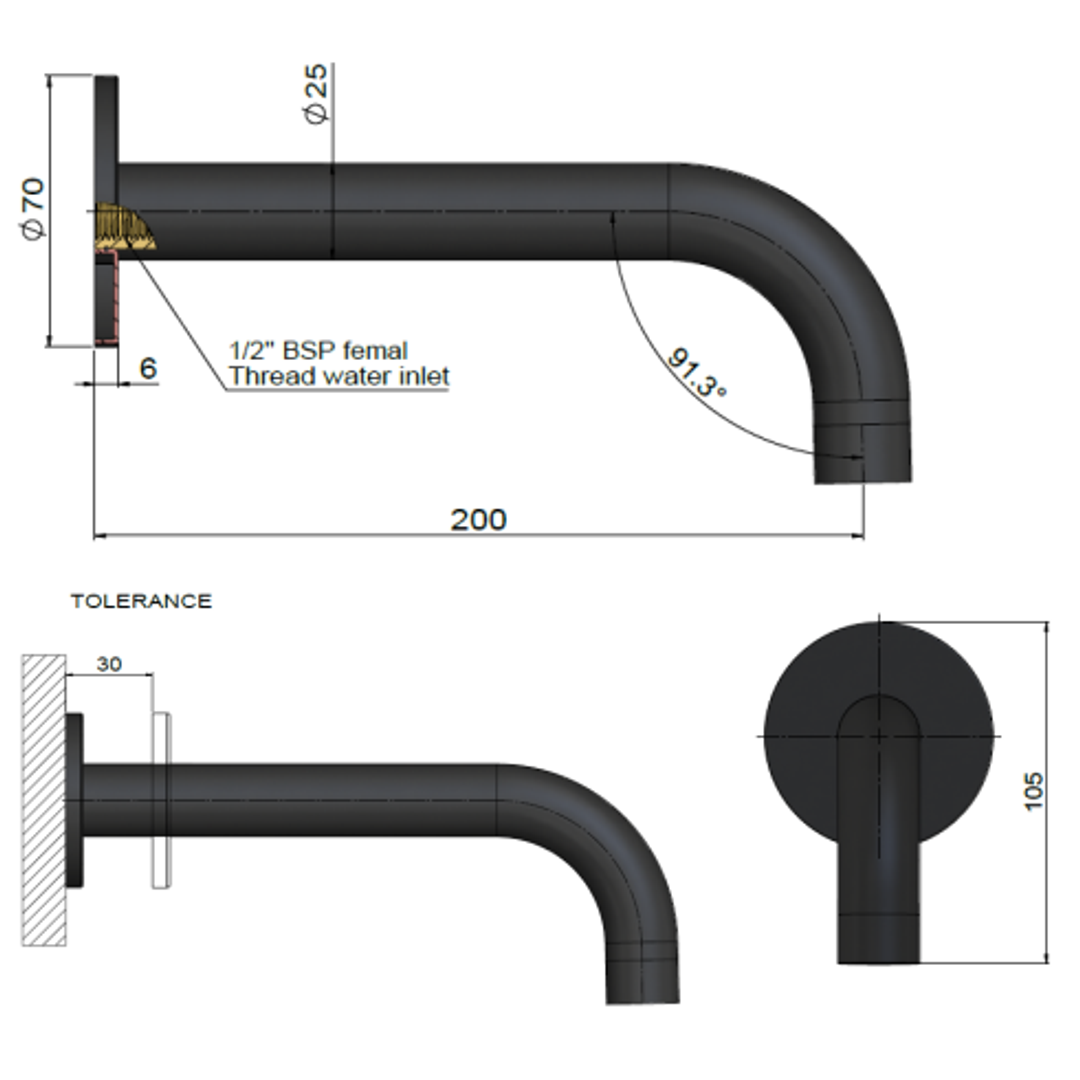 Meir Universal Round Curved Spout - Lustre Bronze