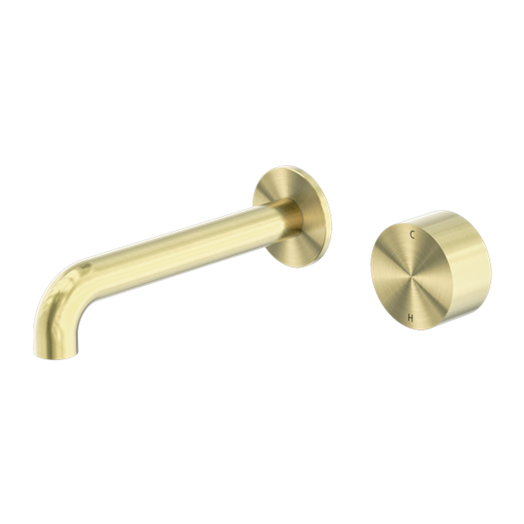 Nero Kara Progressive Wall Basin Set 185Mm Spout - Brushed Gold