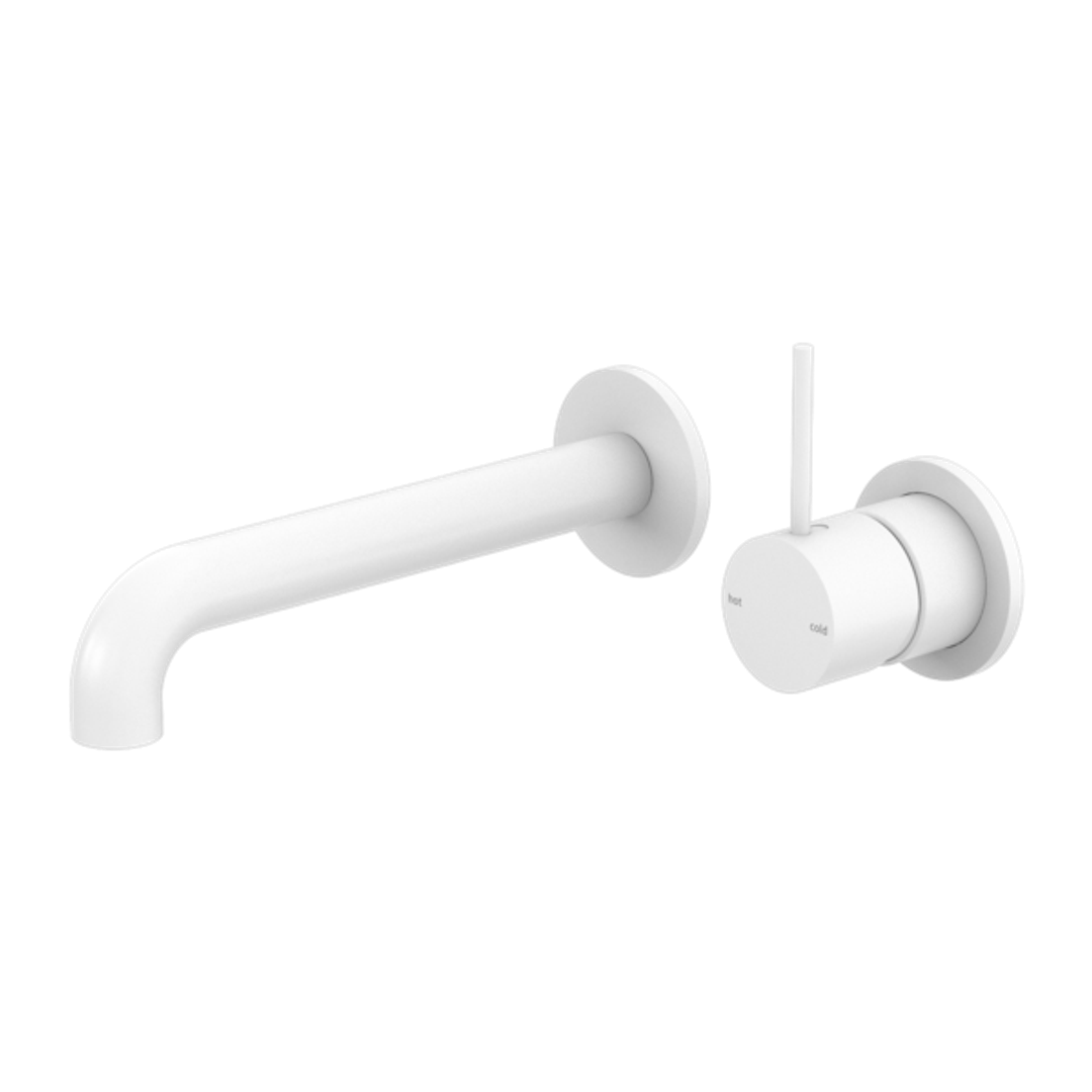 Mecca Wall Basin Nero Mixer Separate Back Plate H/Up 185mm Spout M/- White