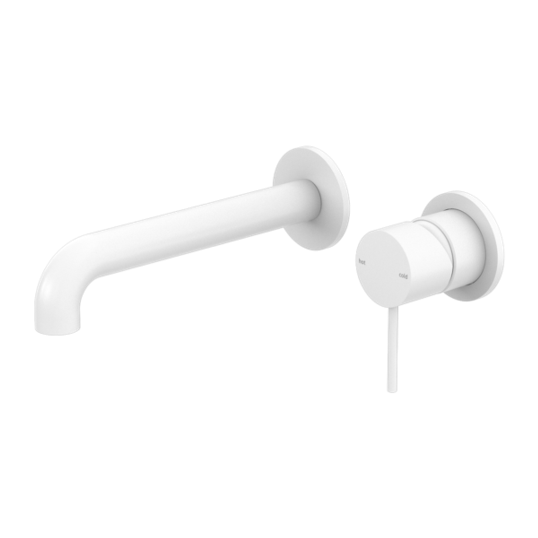 NERO WALL BASIN MIXER SEPARATE BACK PLATE 160MM SPOUT - Matte White
