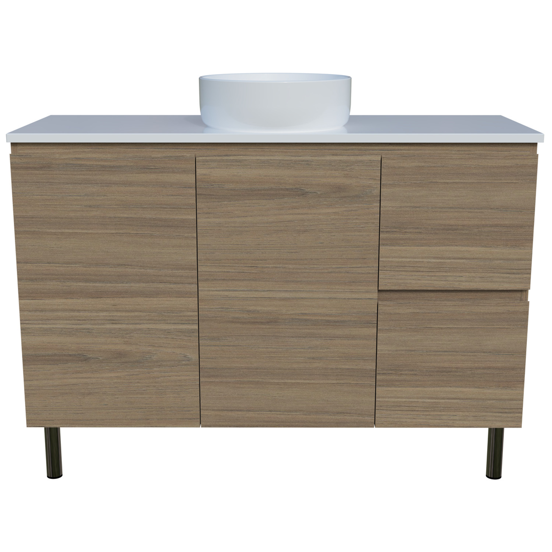 Nevada Vanity Left Wg Basin Silksurface Ac Top On Legs Fienza - 1200mm