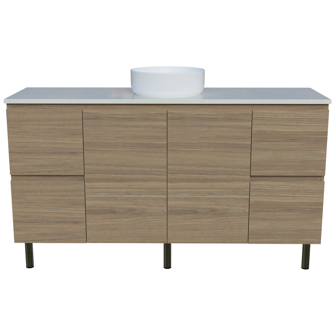 Nevada Vanity Left Wg Basin Silksurface Ac Top On Legs Fienza - 1500mm