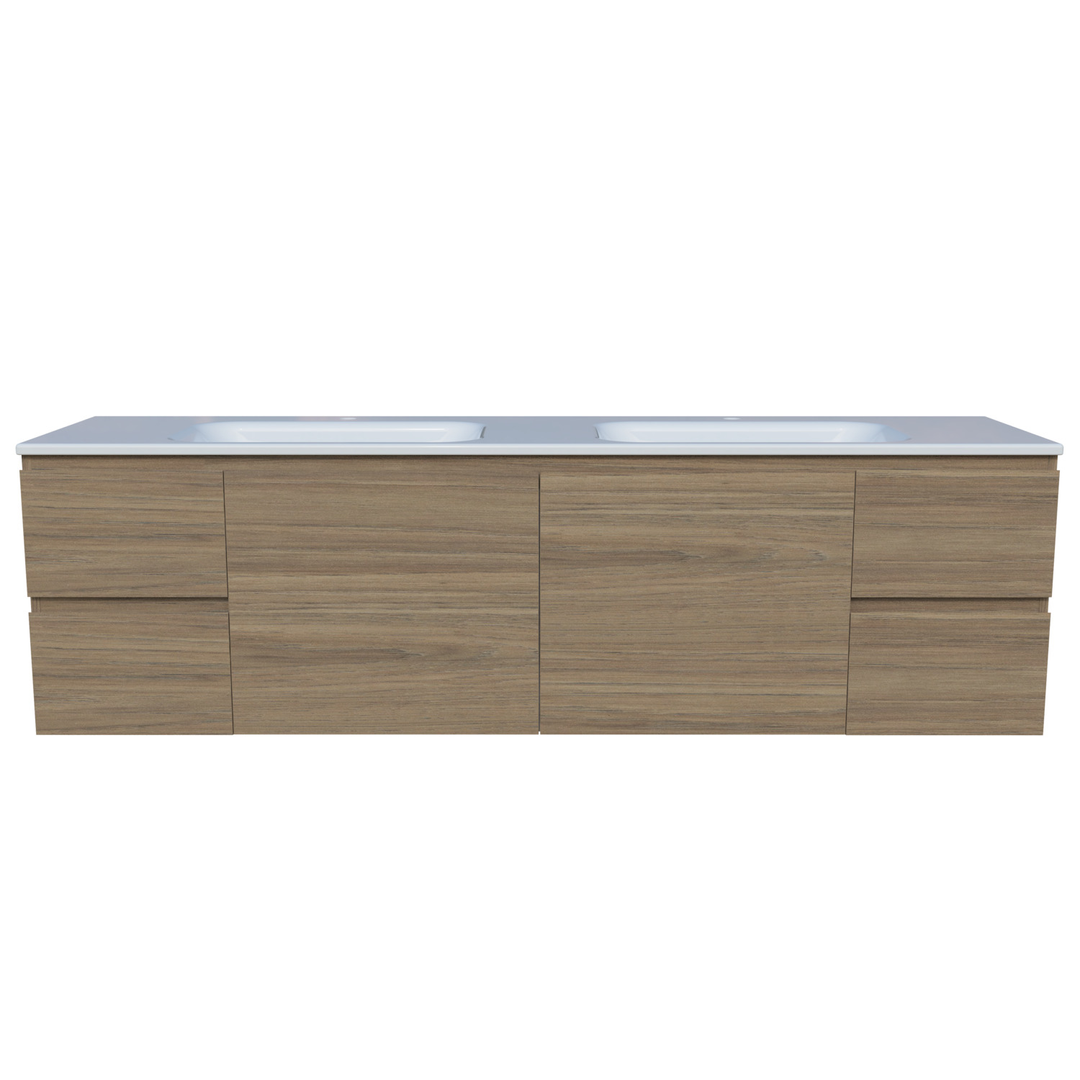 Timberline Nevada Vanity 1800mm Double Bowl Stadium Top Wall Hung