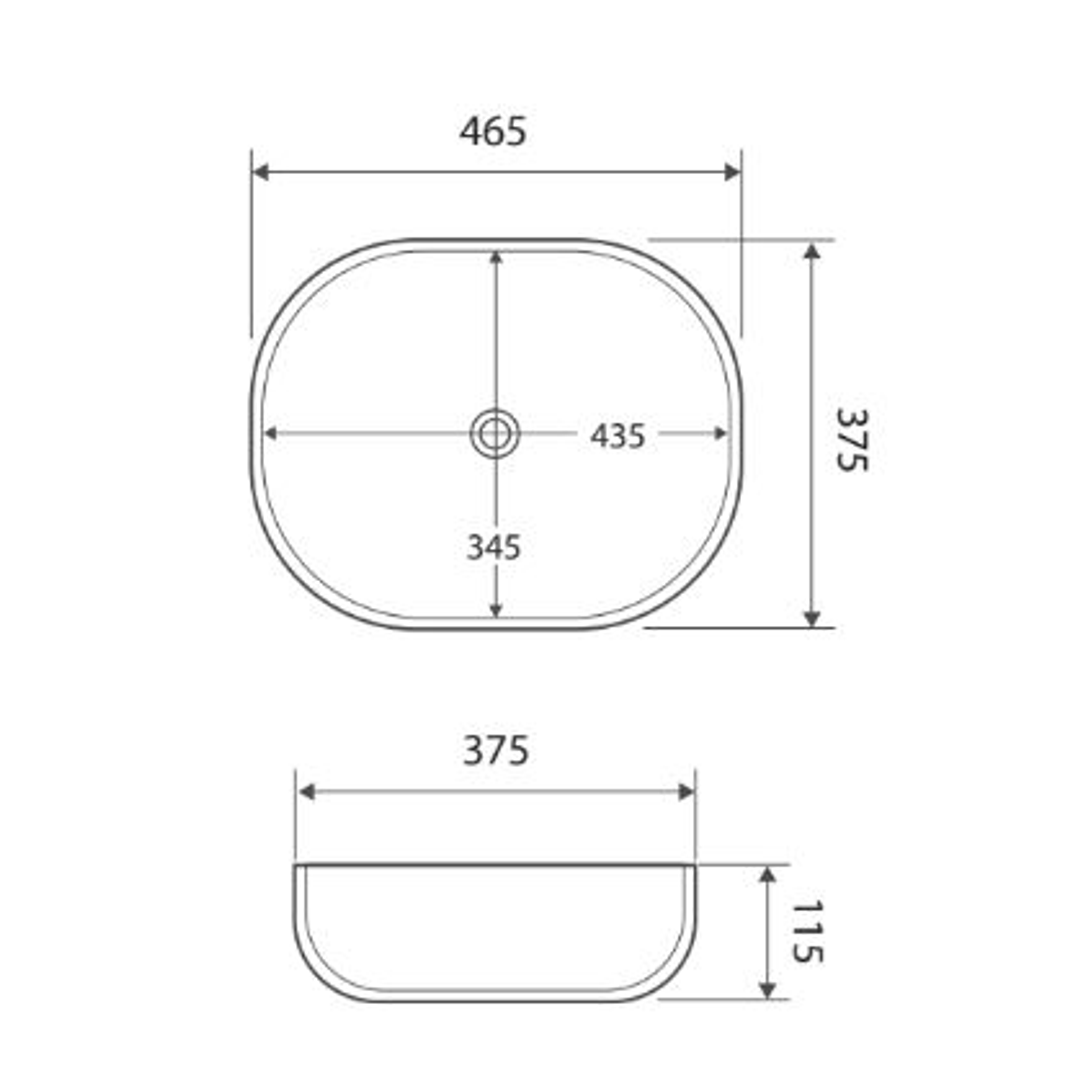 Koko Above Counter Basin 465 X 375 X 115mm Fienza - Gloss White