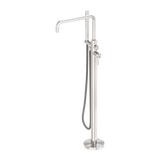 Zen Ss316L Freestanding Bath Nero Mixer With Outdoor Nero Shower Hose Brushed Nickel