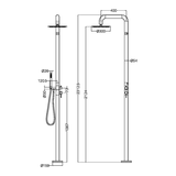 Zen Ss316L Outdoor Freestanding Nero Shower Column - Brushed Nickel