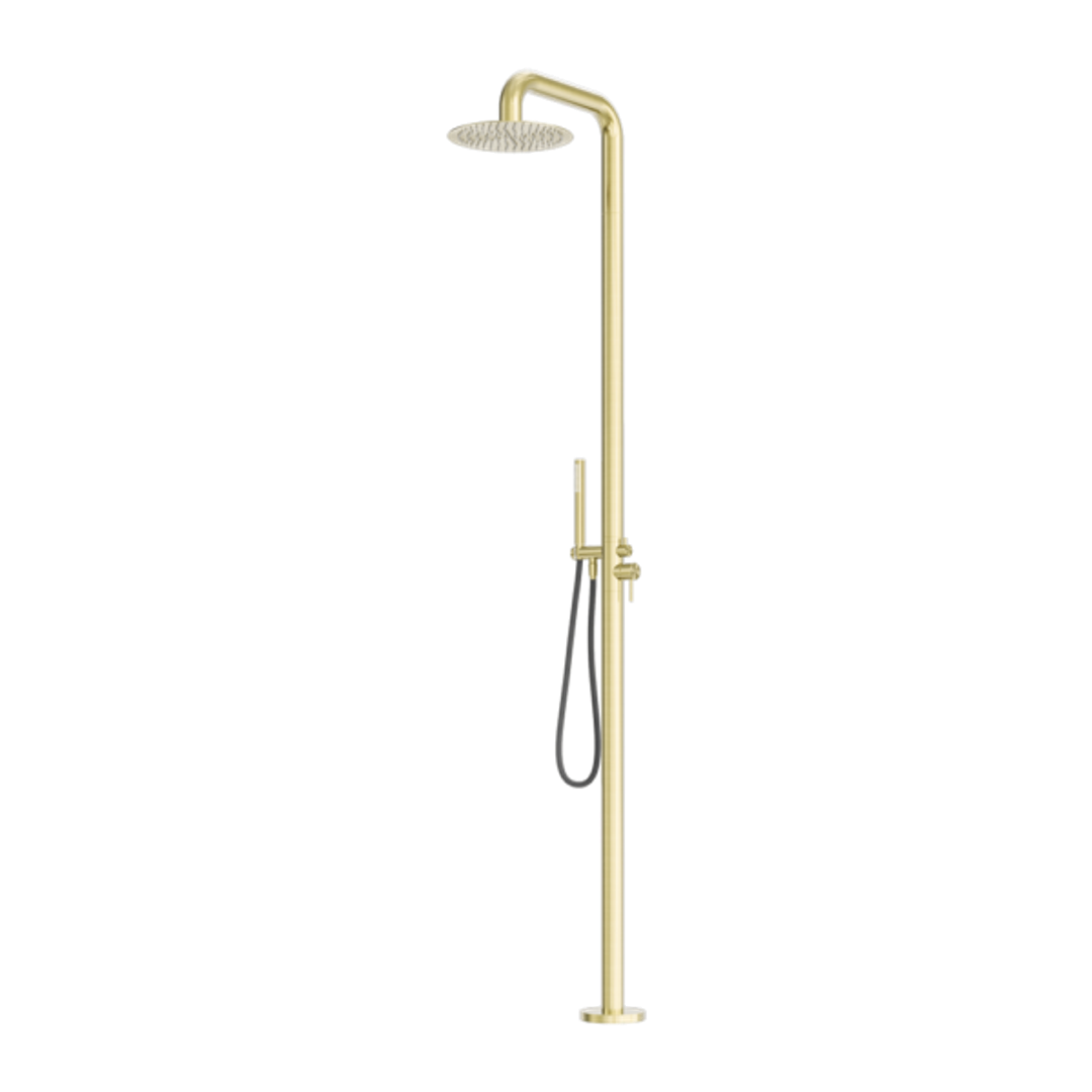 Zen Ss316L Outdoor Freestanding Nero Shower Column Brushed Gold