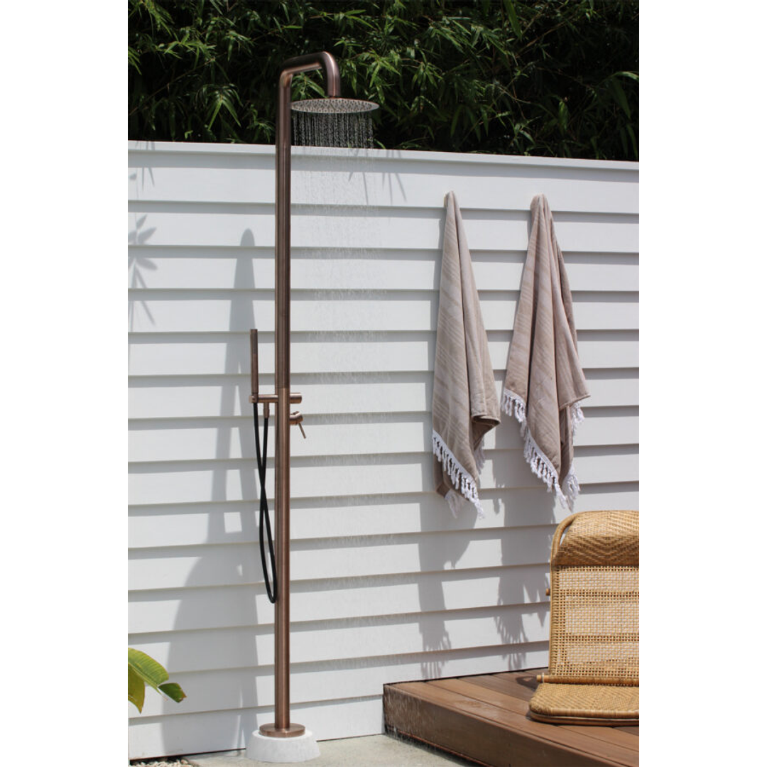 Zen Ss316L Outdoor Freestanding Nero Shower Column - Brushed Bronze
