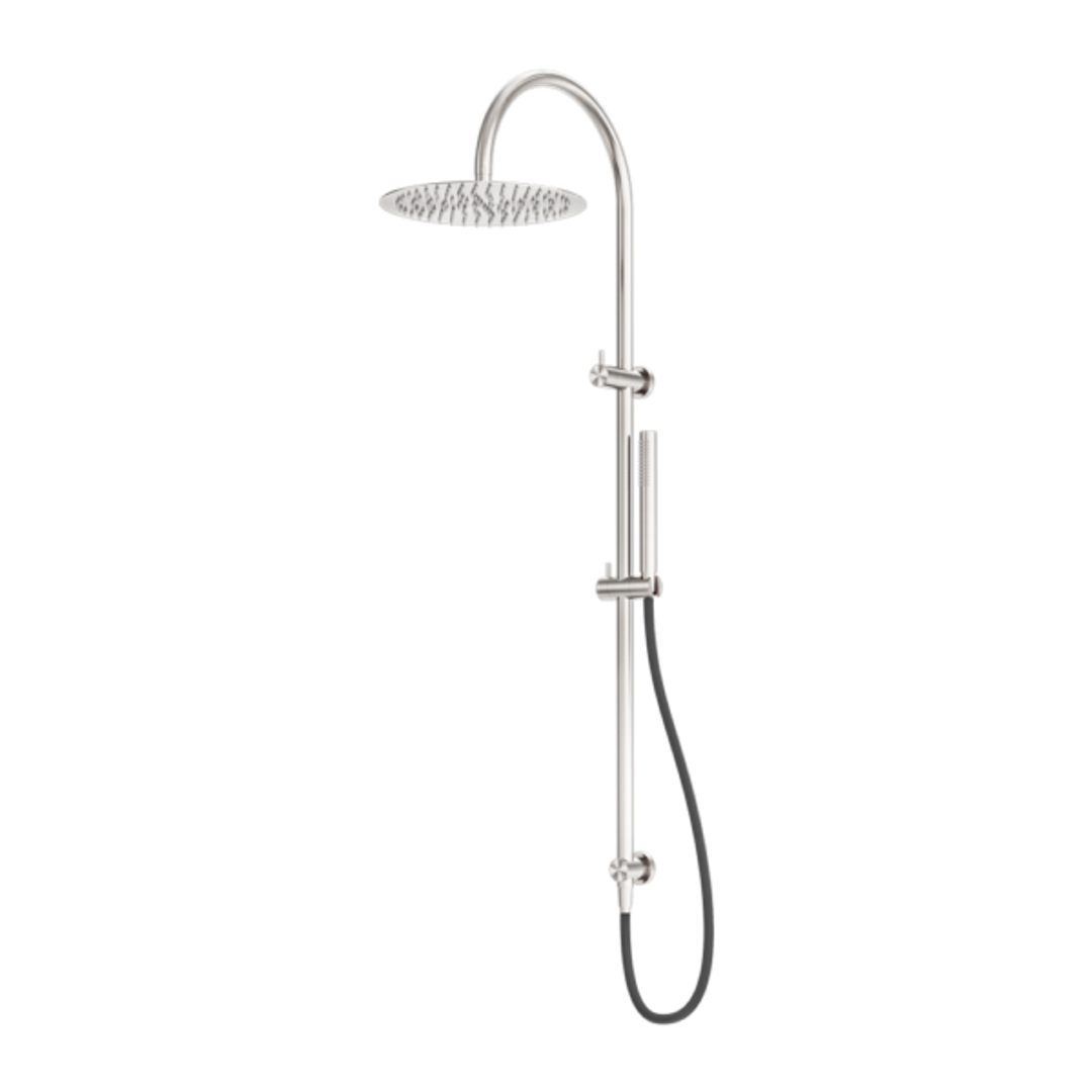 Zen Ss316L Twin Nero Shower With Outdoor Nero Shower Hose Brushed Nickel