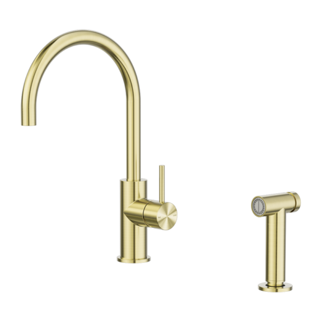 Zen Ss316L Kitchen Nero Mixer With Hand Spray Brushed Gold