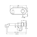 Zen Ss316L Wall Basin/Bath Nero Mixer 230Mm Spout Trim Kits Only Brushed Nickel