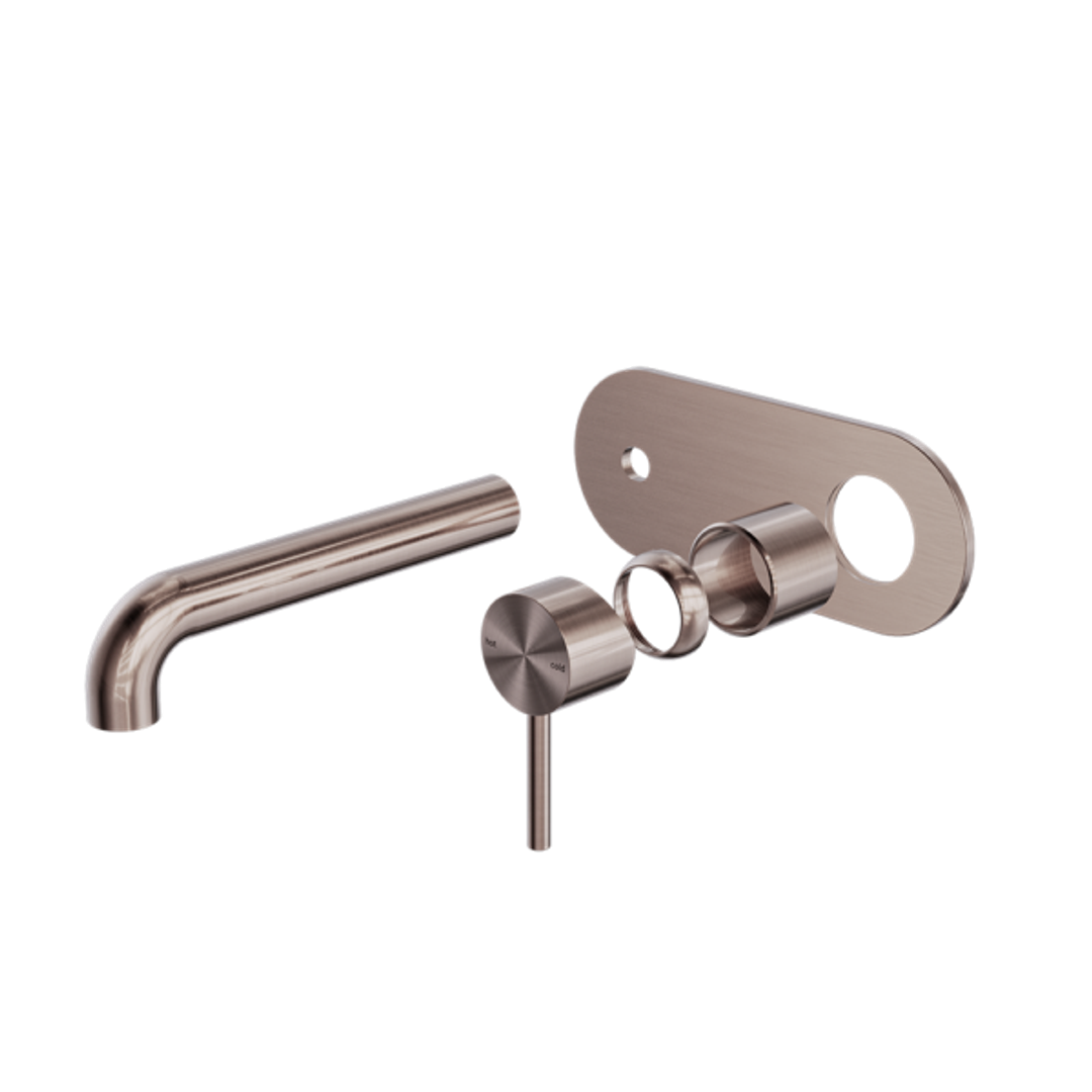 Nero Zen Ss316L Wall Basin/Bath Mixer 185mm Spout Trim Kits Only - Brushed Bronze