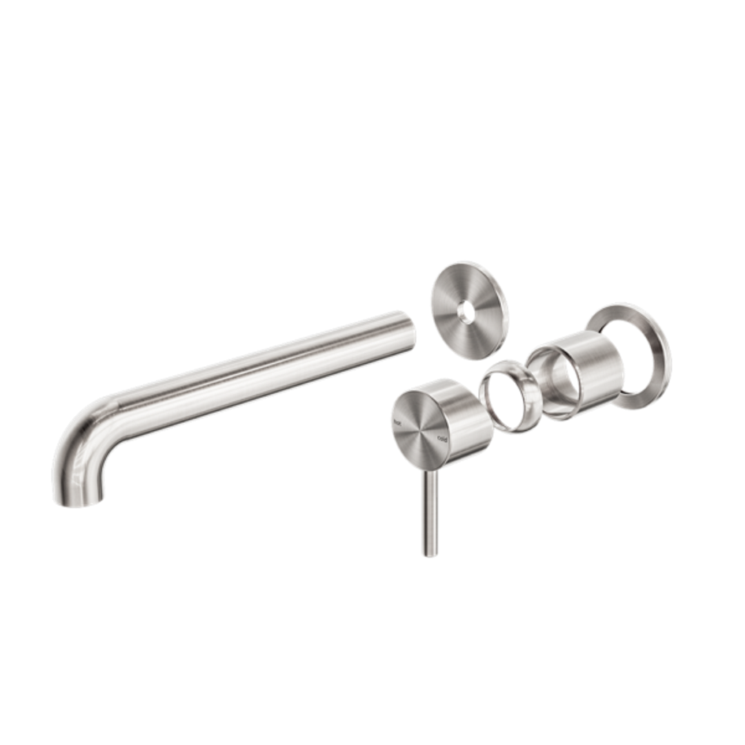 Nero Zen Ss316L Wall Basin/Bath Mixer Separate Back Plate 230mm Spout Trim Kits Only - Brushed Nickel