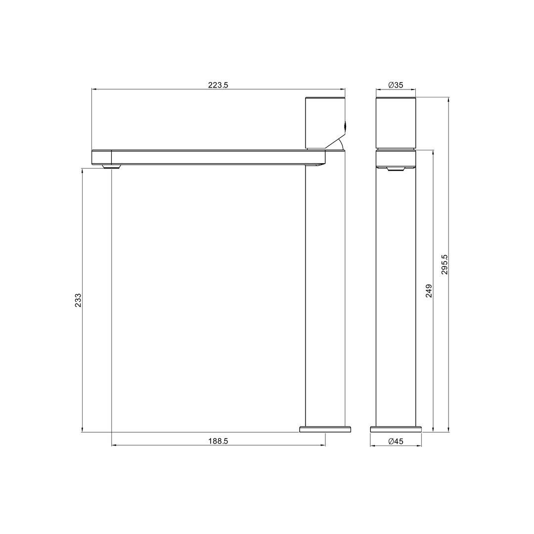 Nero Pure Ss316L Tall Basin Mixer - Graphite